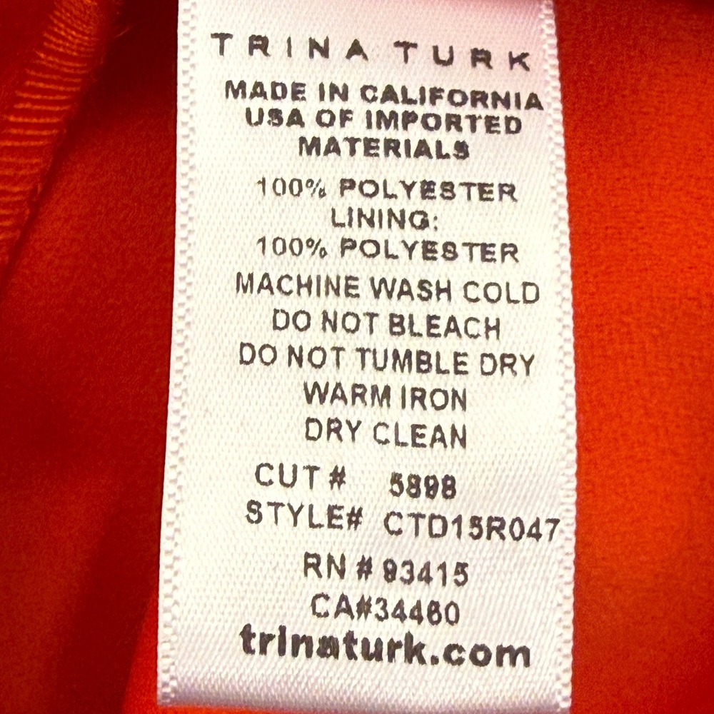 Trina Turk Jumpsuit Womens 10 Orange Wide Leg Empire Waist V-Neck NWT - Picture 8 of 12